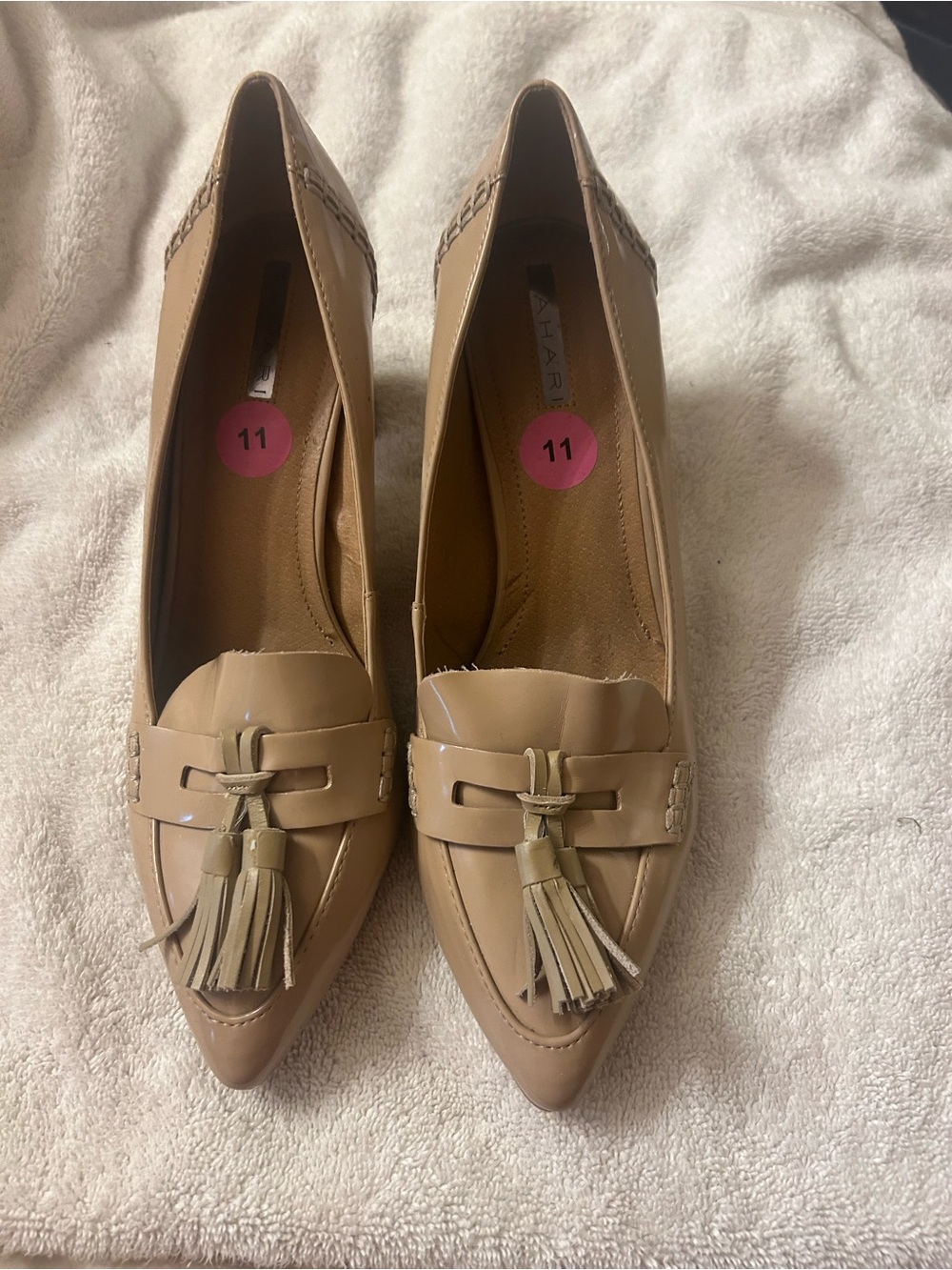 Tahari Nude Tassel Pointed Toe Heels
